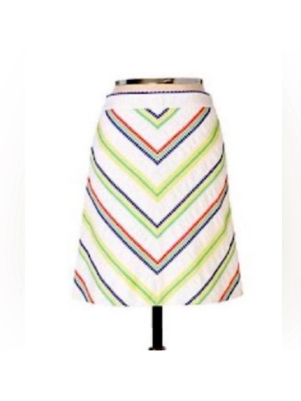EUC Anthropologie Fei White Chevron Stripe A-Line Skirt